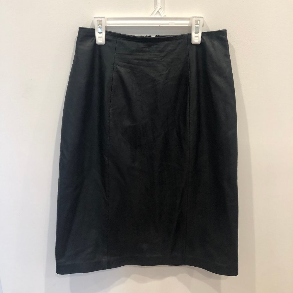 knee-length NYC THRIFTED Faux Leather Skirt